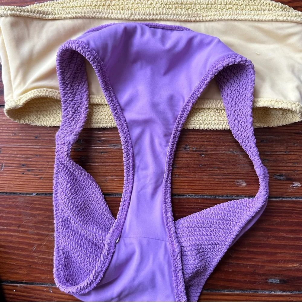 LA Hearts by PAC Sun bikini: Kelsey Scrunch Bandeau & Baja Sports Bottom XS